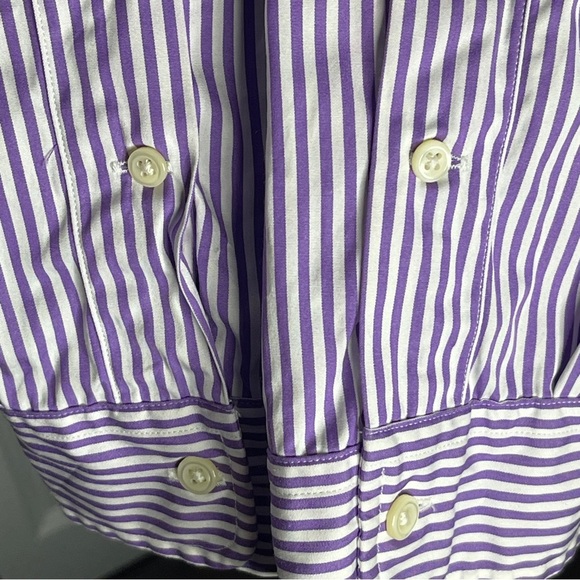 Ralph Lauren Purple Striped Button Up Green Pony Size XXL 2XL Button Collar - Picture 4 of 6